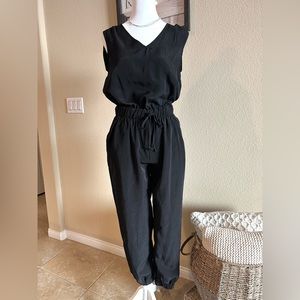 Mark Women’s Blk Pants Jumpsuit/Romper w/Elastic Band on Ankles, Open Back Sz S